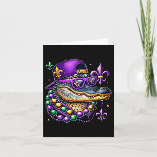 Mardi Gras Alligator Mardigator Crocodile Kids Boy Card