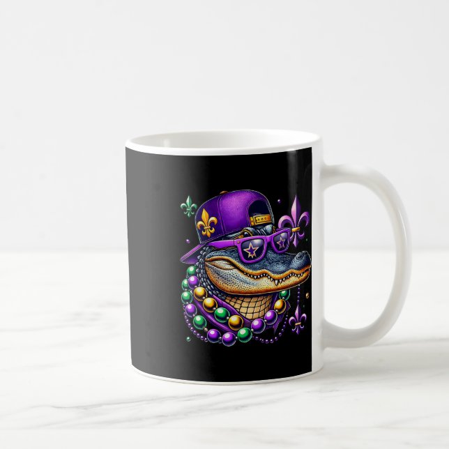 Mardi Gras Alligator Mardigator Crocodile Kids Boy Coffee Mug (Right)