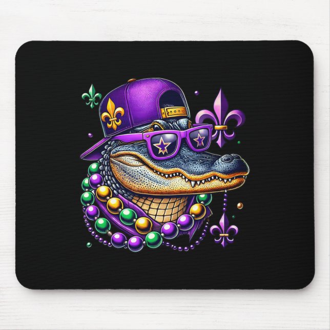 Mardi Gras Alligator Mardigator Crocodile Kids Boy Mouse Mat (Front)