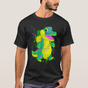 Mardi Gras Alligator Paint Splatter For Men Women T-Shirt