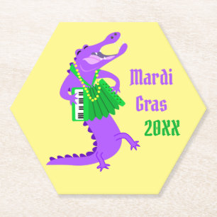 Mardi Gras Alligator Paper Coaster