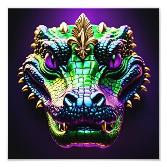 Mardi Gras Alligator Photo Print (Front)