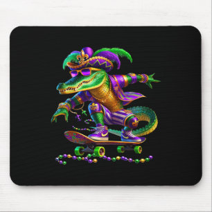 Mardi Gras Alligator Skateboarding Kids Men Skate Mouse Mat