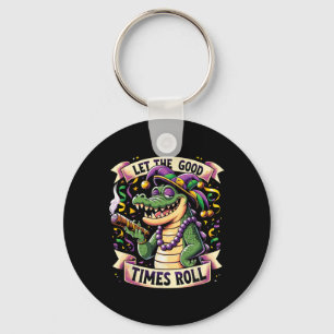 Mardi Gras Alligator With Cigar Key Ring