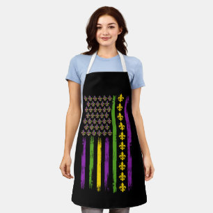 Mardi Gras American Flag Fat Tuesday Apron