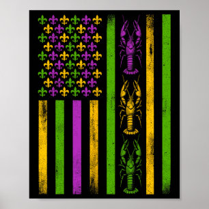 Mardi Gras American Flag Fat Tuesday New Orleans M Poster