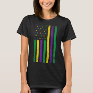 Mardi Gras American Flag Patriotic Carnival Fat Tu T-Shirt