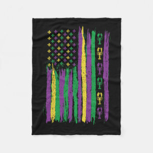 Mardi Gras American Flag Usa Flag Mardi Gras Costu Fleece Blanket