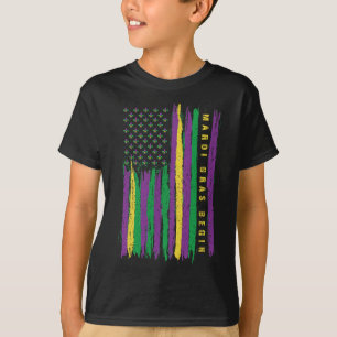 Mardi Gras American Flag Usa Flag Mardi Gras Costu T-Shirt