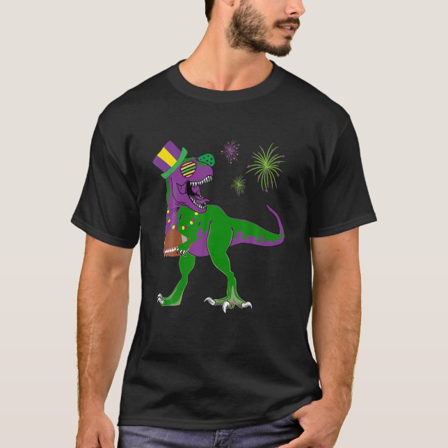 Mardi Gras American Football Trex Dinosaur For Car T-Shirt (Front)