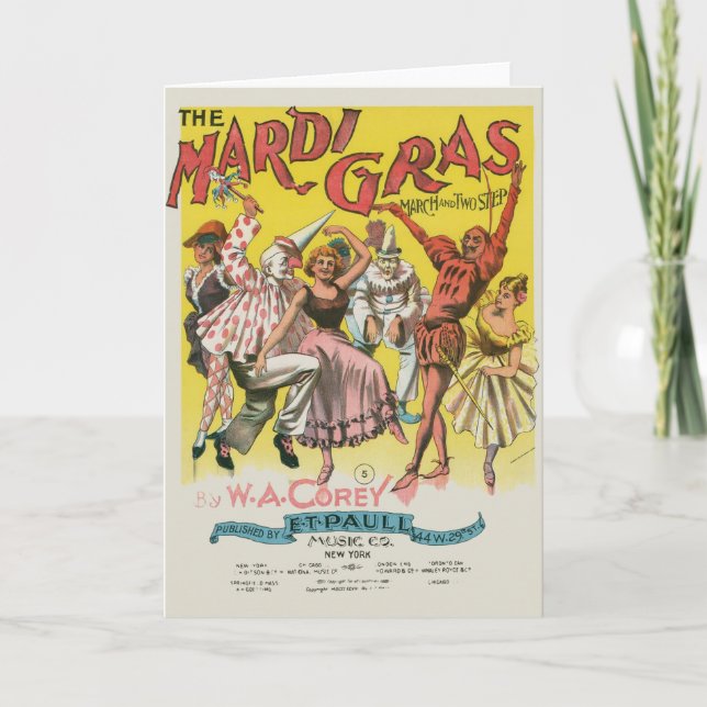 Mardi Gras Antique Yellow Poster Card (Front)
