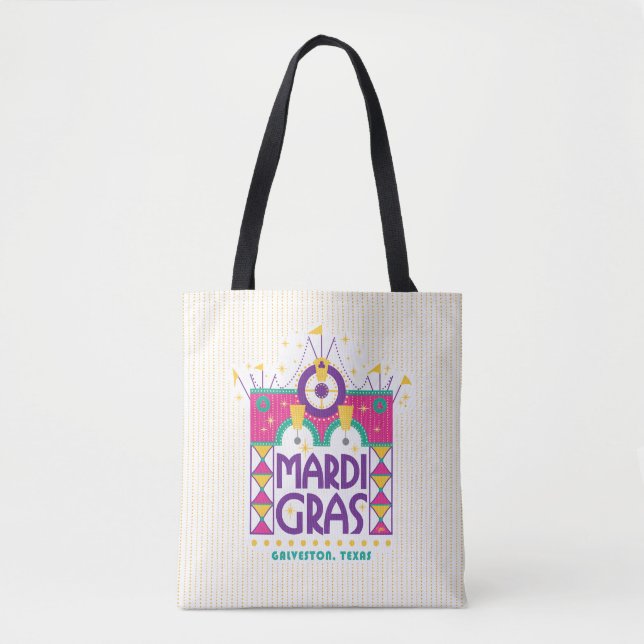 Mardi Gras Arch dots, Galveston, Texas Tote Bag (Front)