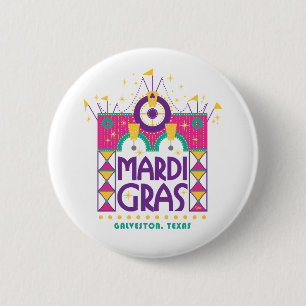 Mardi Gras Arch, Galveston, Texas 6 Cm Round Badge