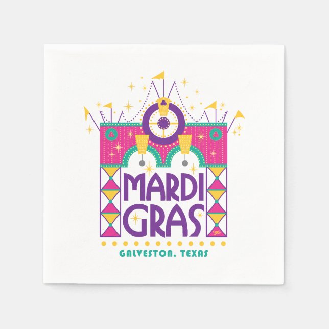 Mardi Gras Arch, Galveston, Texas Napkin (Front)