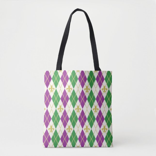 Mardi Gras Argyle All-Over-Print Bag (Front)
