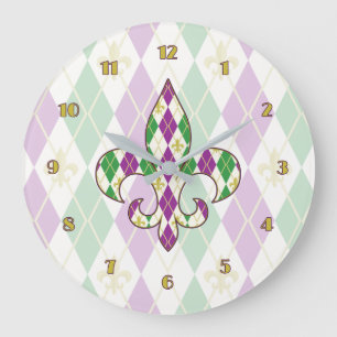 Mardi Gras Argyle Clock