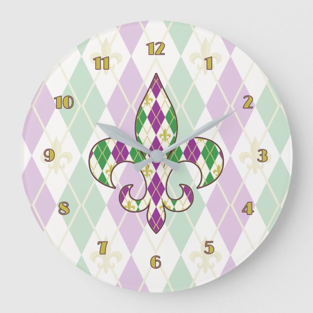 Mardi Gras Argyle Clock (Front)