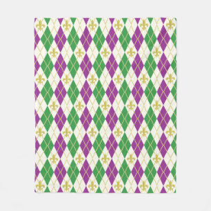 Mardi Gras Argyle Fleece Blanket