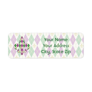 Mardi Gras Argyle Return Address Label