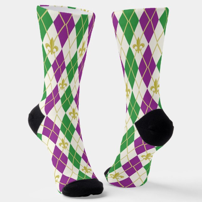 Mardi Gras Argyle Socks (Angled)