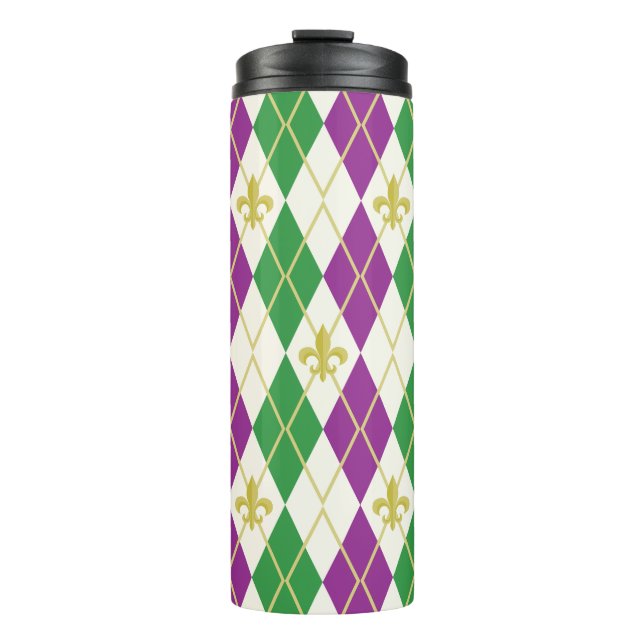 Mardi Gras Argyle Thermal Tumbler (Front)