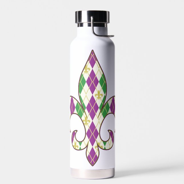 Mardi Gras Argyle Water Bottle (Left)