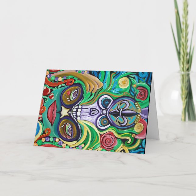 Mardi Gras Art Greeting Card (Front)