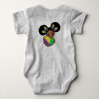 Mardi Gras Baby Girl Holding Heart Bodysuit