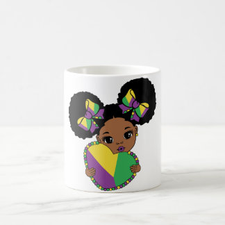 Mardi Gras Baby Girl Holding Heart  Coffee Mug