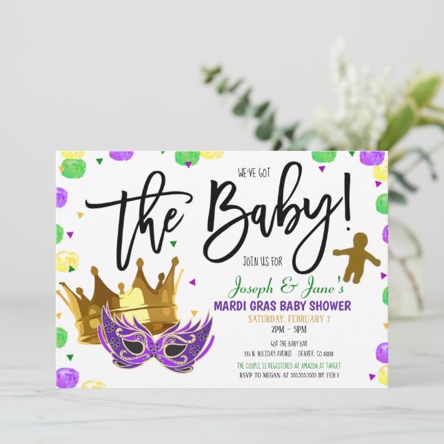 Mardi Gras Baby Shower Invitation (Standing Front)