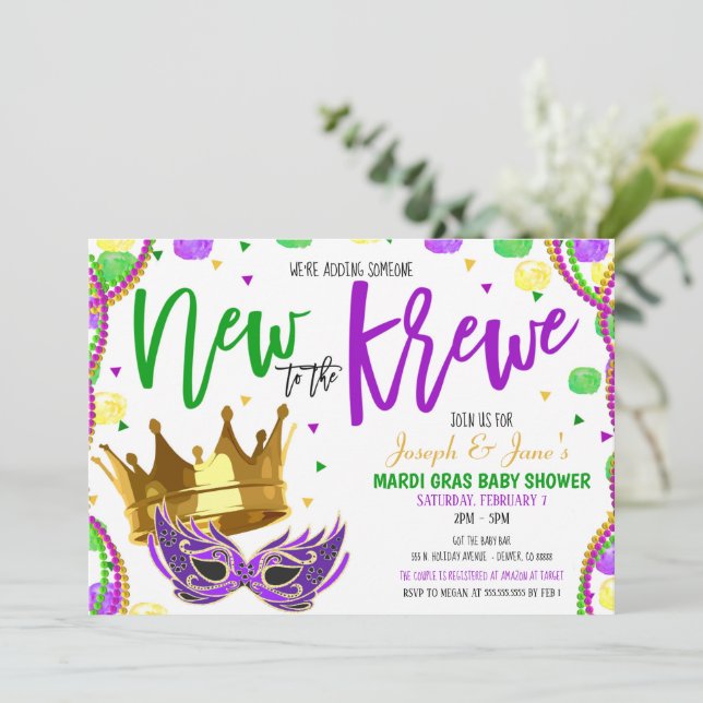 Mardi Gras Baby Shower Invitation (Standing Front)