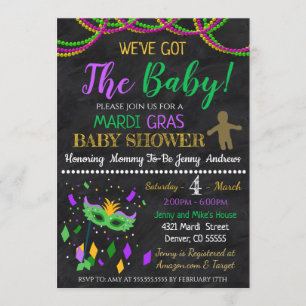 Mardi Gras Baby Shower Invitation