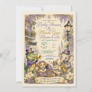 Mardi Gras Baby Shower Invitation | New Orleans Ba