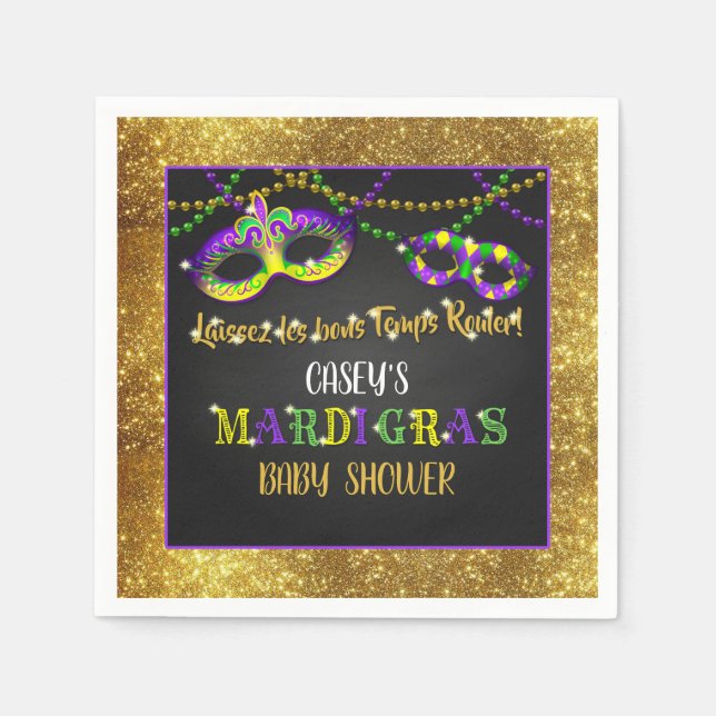 Mardi Gras Baby Shower Napkin (Front)