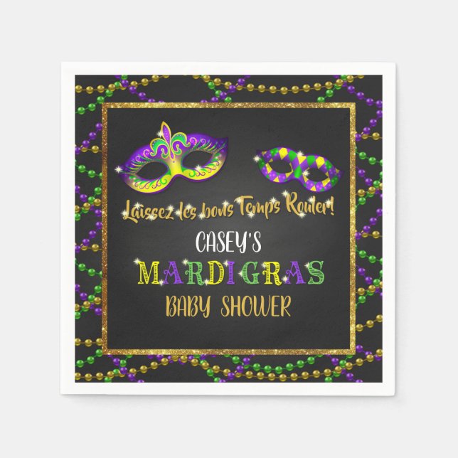 Mardi Gras Baby Shower Napkin (Front)