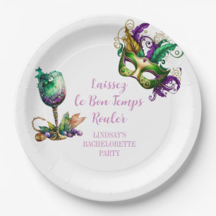 Mardi Gras Bachelorette Party Paper Plate