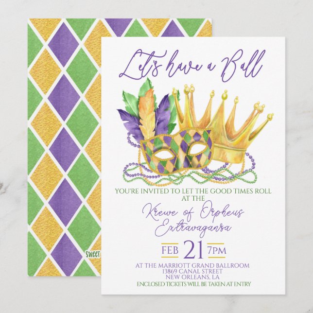 Mardi Gras Ball Invitation (Front/Back)