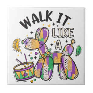 Mardi Gras Balloon Dog Tile