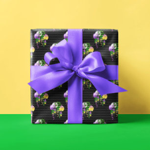Mardi Gras Balloons Green Purple Gold Yellow Wrapping Paper
