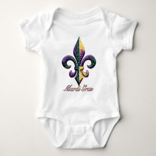 Mardi Gras bead Fleur de lis 2 Baby Bodysuit