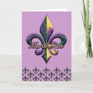 Mardi Gras bead Fleur de lis 2 Card