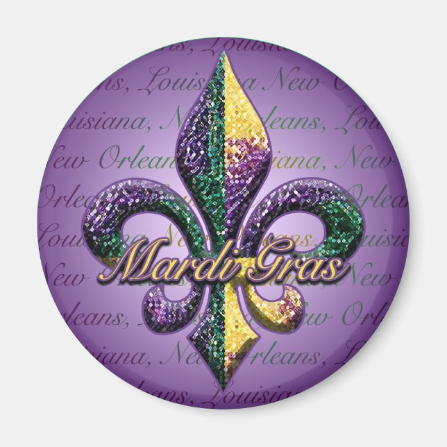 Mardi Gras bead Fleur de lis 2 Magnet (Front)