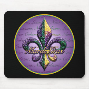 Mardi Gras bead Fleur de lis 2 Mouse Mat
