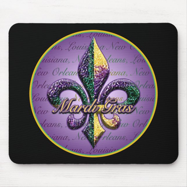 Mardi Gras bead Fleur de lis 2 Mouse Mat (Front)