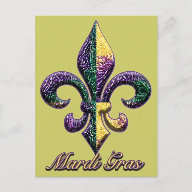 Mardi Gras bead Fleur de lis 2 Postcard (Front)