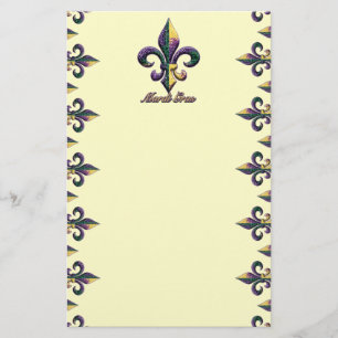 Mardi Gras bead Fleur de lis 2 Stationery