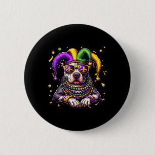 Mardi Gras Bead Pitbull Dog Festival Carnival Wome 6 Cm Round Badge