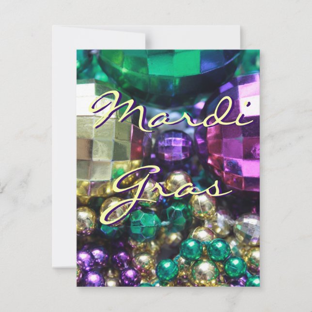 Mardi Gras Bead Throws Personalised Invites (Front)
