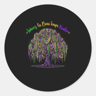 Mardi Gras Bead Tree Carnival Classic Round Sticker