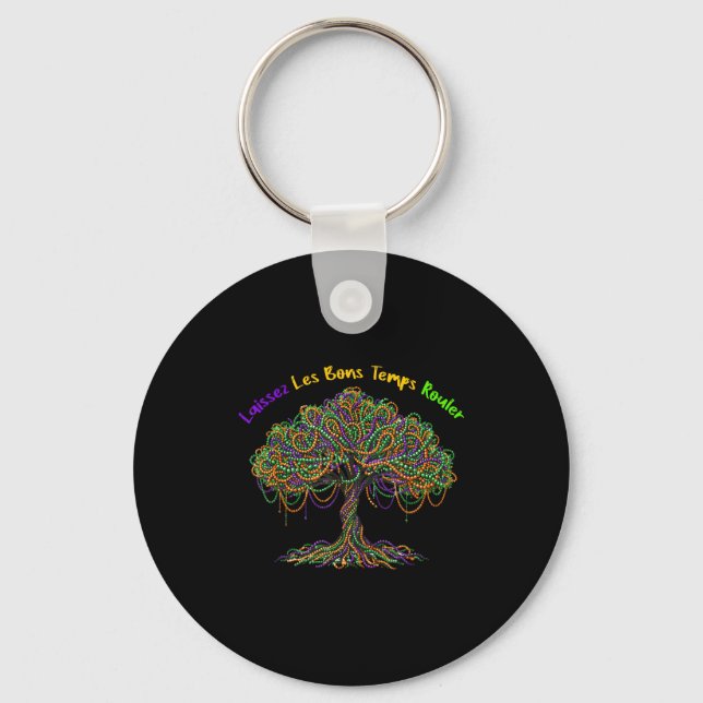 Mardi Gras Bead Tree Carnival Key Ring (Front)